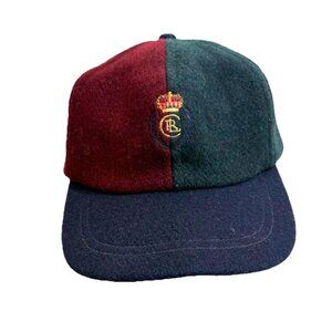 Vintage 90s Chaps Ralph Lauren Wool Color Block Two Tone Monogram Ball Hat Cap